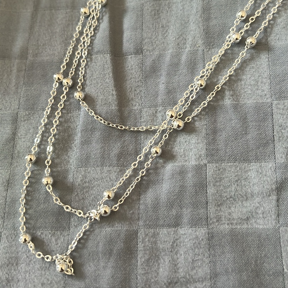 18inch silver plated 3 chain necklace